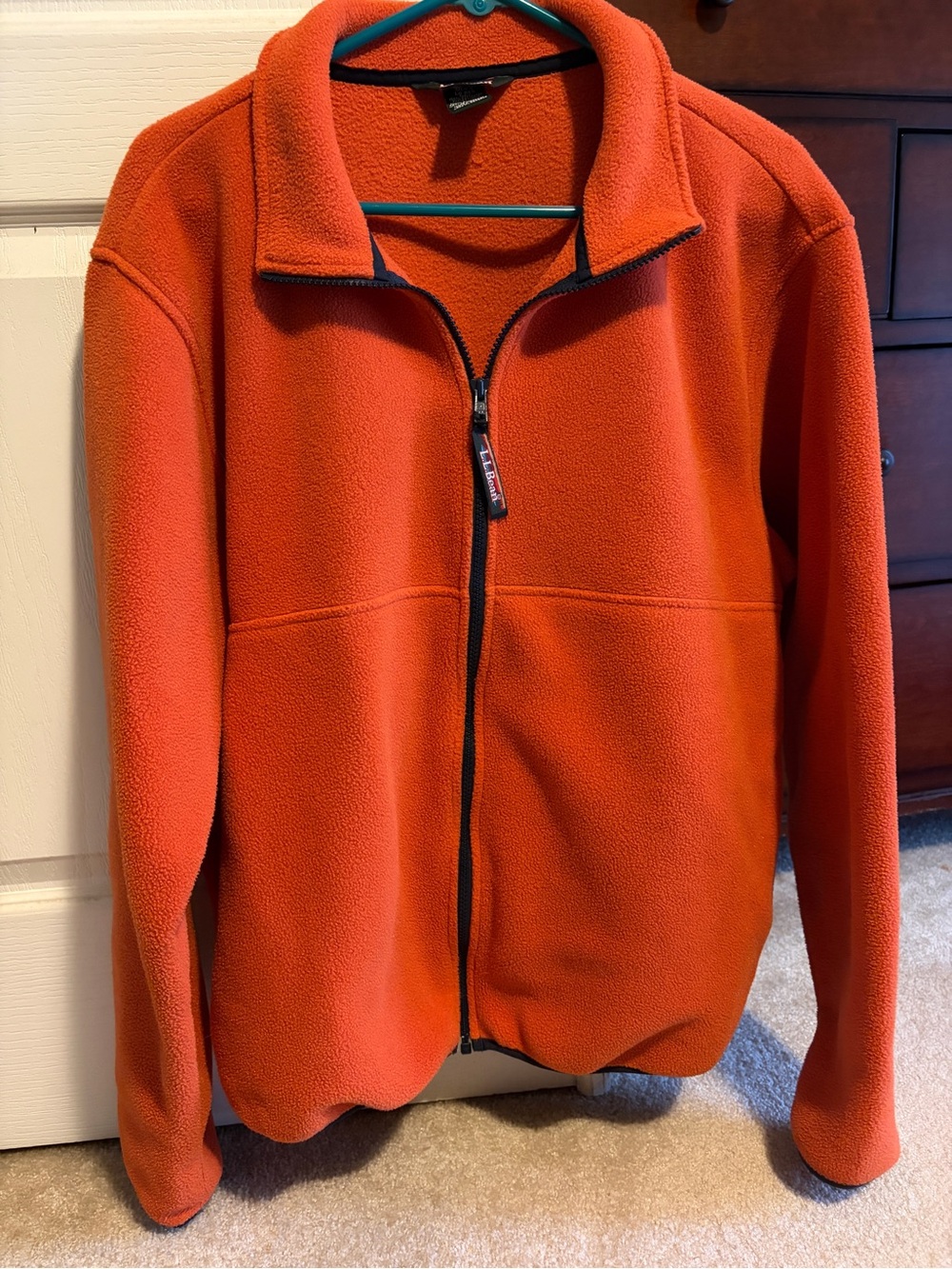 L.L. Bean Men's Large Orange Full-Zip Fleece Jacket Outerwear